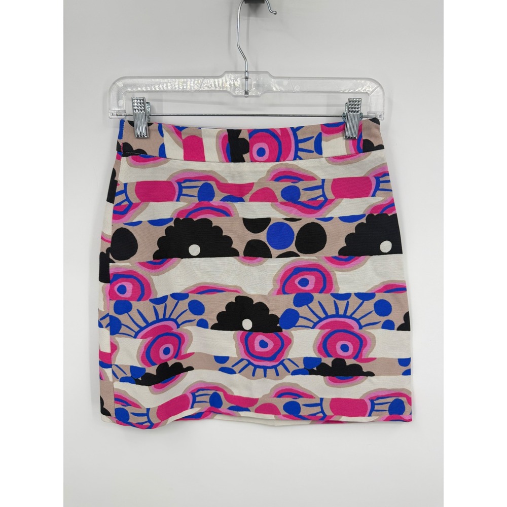 Milly Abstract Print modern Mini Skirt Women 0 Multi-Color‎ Geometric Mod